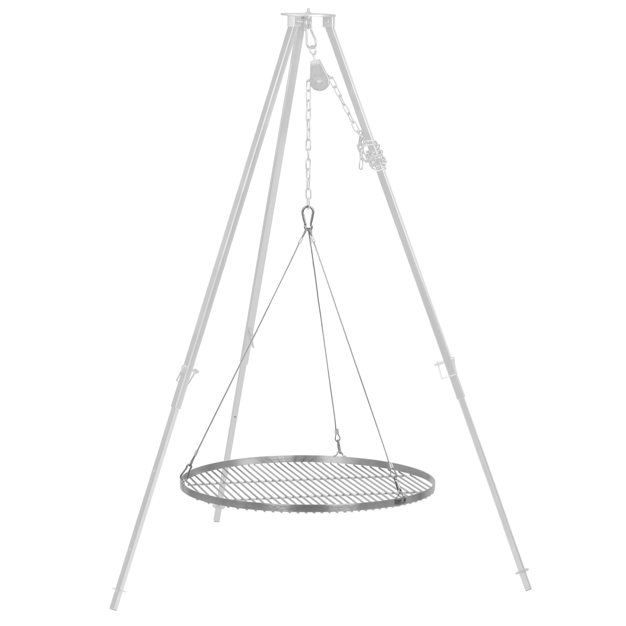 BBQ-Toro Griglia rotonda in acciaio inox | Ø 70 cm | Superficie di cottura sospesa con corda per treppiede | Ideale per barbecue all’aperto, accessorio da esterno