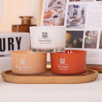 Scented Candles for Home Decor - KAV Dancing Rain Premium Scented Candle for Women Men, Embedded Stone and Soy Wax in 3 oz Glass Jar, Natural Aromatherapy (Tastefully Delicious)