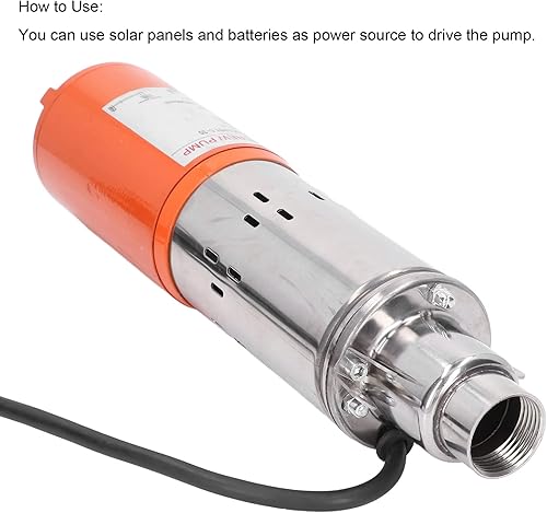 Miniatura 4 de Bomba de tornillo de CC, alta presión sumergible solar de pozo profundo 12V 98.4 ft alta para la entrada de agua del pozo, construcción de la tierra