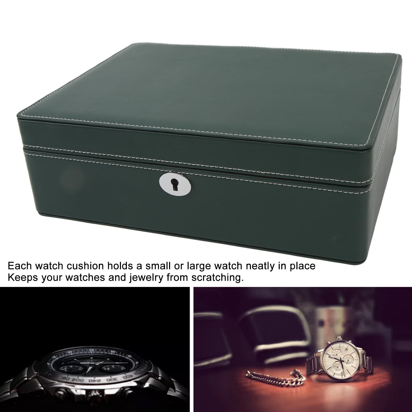 Box Watch, Watch Display Case, 8 Slot in Pelle in Pelle Morbida in Velluto Morbido da Viaggio Interno Collezione di Orologi Organizzatore di Gioielli con Chiave per Uomini Donne,