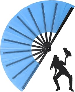 Large Folding Hand Fan for Line Dancing, Boots on The Ground Clacking/Popping Rave Fans, 13in Nylon-Cloth Foldable Dance Fans