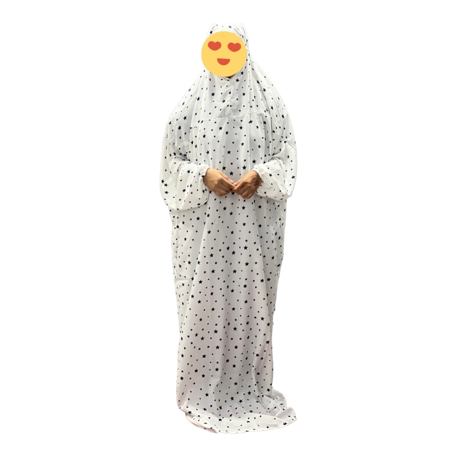 Belladona islamic prayer dress - white big star print-picture-55