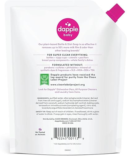 Miniatura 2 de Dapple Jabón para biberones, hipoalergénico para biberones, alimentado por plantas, lavanda, repuesto de 34 onzas líquidas (paquete de 2)