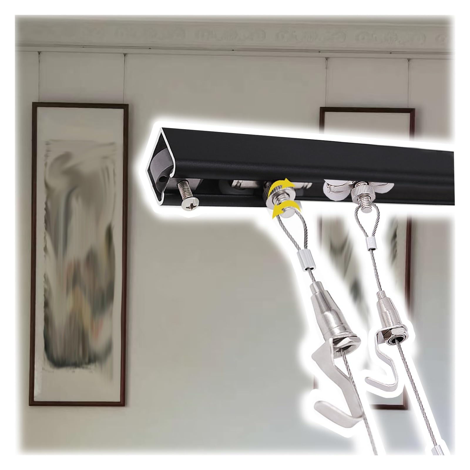 Kit de système d'accrochage de Tableaux au Plafond et au Mur, Rail de présentation d'art Commercial avec câbles en Acier de 3, 5, 6 et 8 Pieds, idéal pour Les musées et Les écoles (câble de