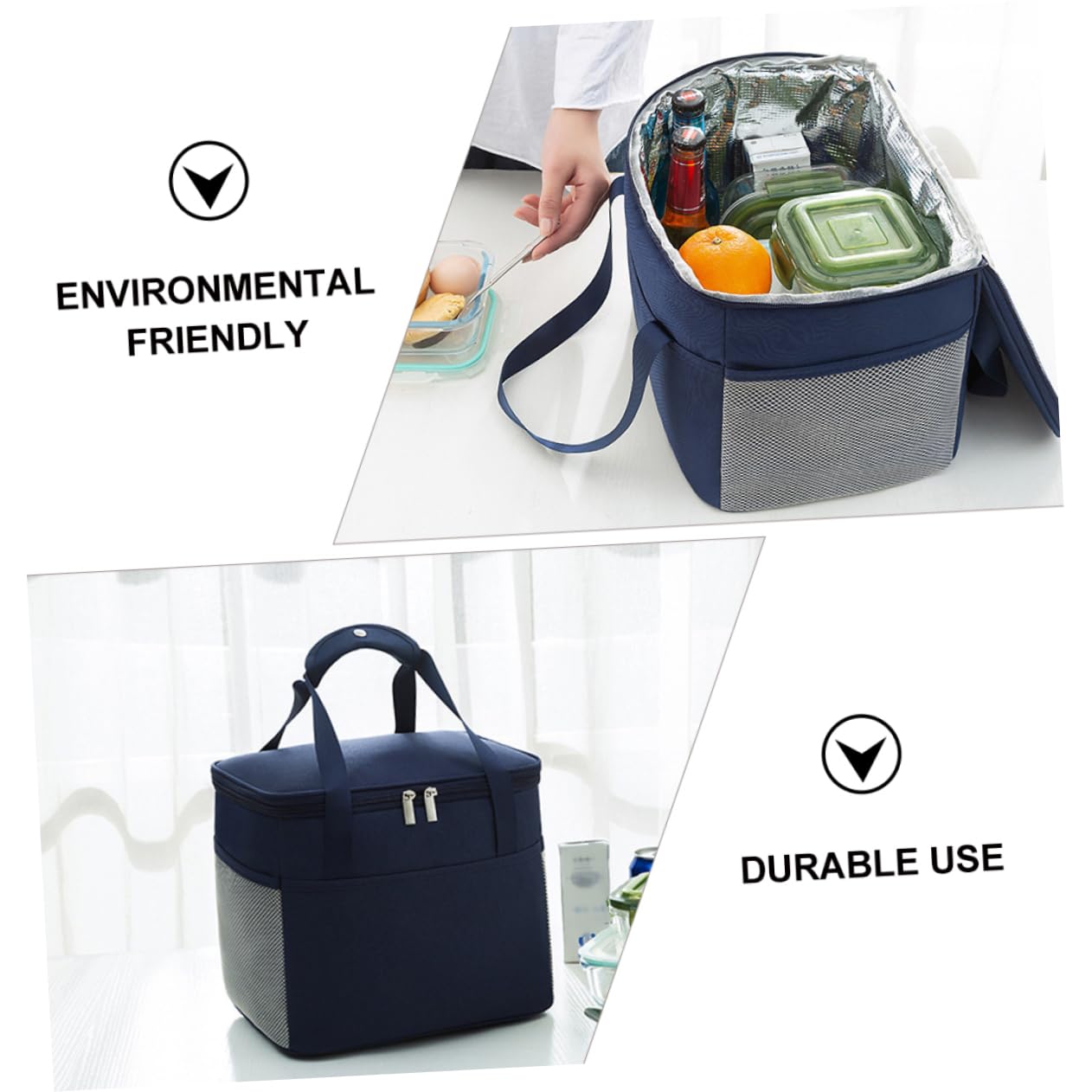 Alipis Kühltasche aus Oxford Großem Fassungsvermögen Picknicktasche Lunchbeutel mit Wärmespeicherung für Schule und Freizeit Inklusive Seitentaschen für Handy Blau