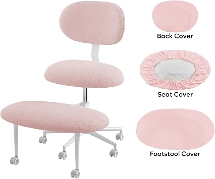 Pinmoco Adjustable Height Ergonomic ADHD Chair, Meditation Chair with Lumbar Support, Home Office Chair, Blush Pink