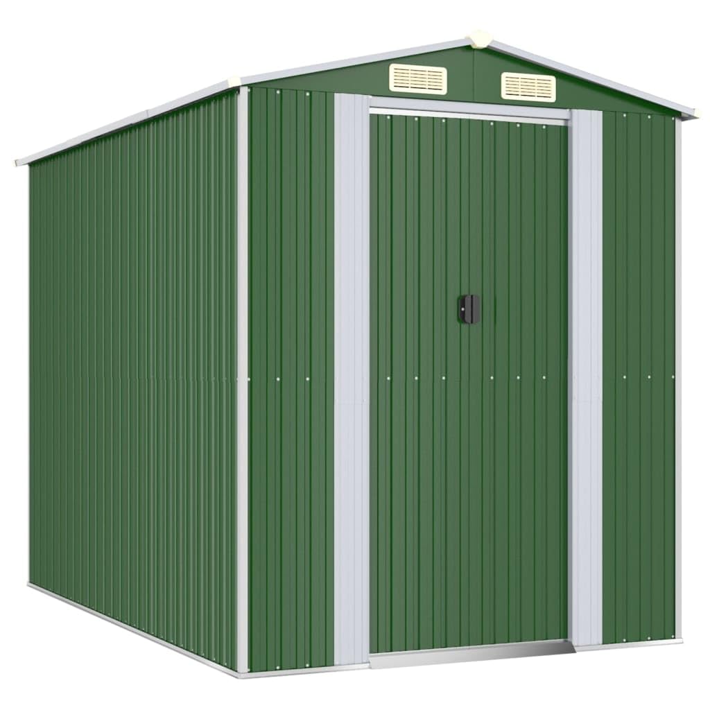 Abri de jardin en acier galvanisé Vert 192 x 274 x 223 cm Abri à outils en métal avec doubles portes coulissantes et ouvertures d'aération pour outils de jardin et accessoires de piscine