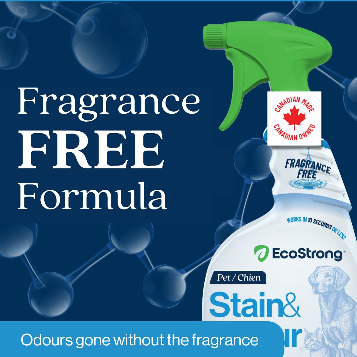 Enzyme Cleaner for Pets | Made in Canada | Pet Odor Eliminator and Powerful Probiotic Enzyme Cleaner for Cat Urine, Dog Pee, Pet Messes [946 mL Fragrance Free] - 4