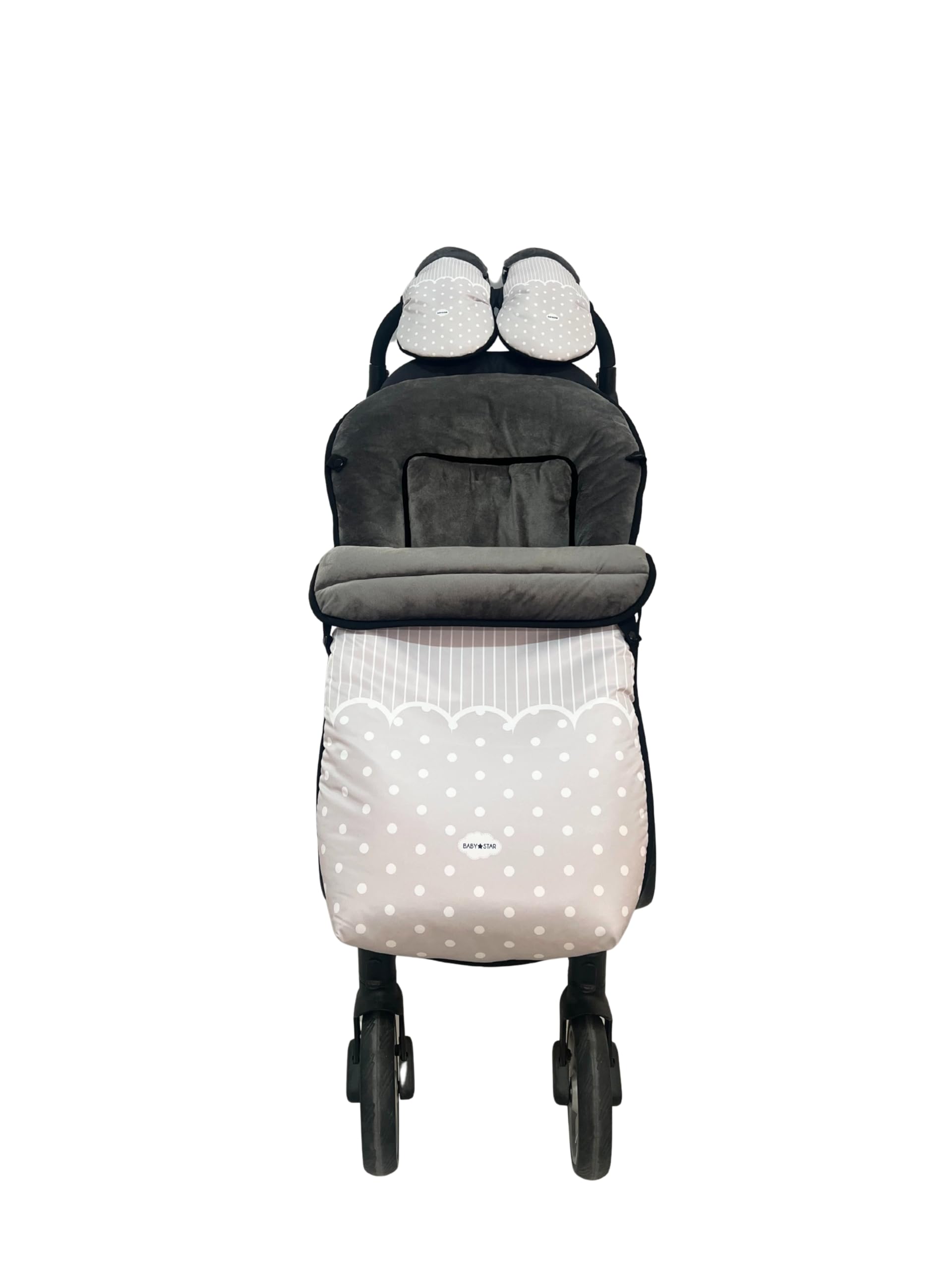 Conjunto de saco más manoplas para silla de paseo universal, saco carro bebe invierno más manoplas con polar extrasuave, impermeable, desmontable, doble apertura, resistente hasta -15 grados (Beige)