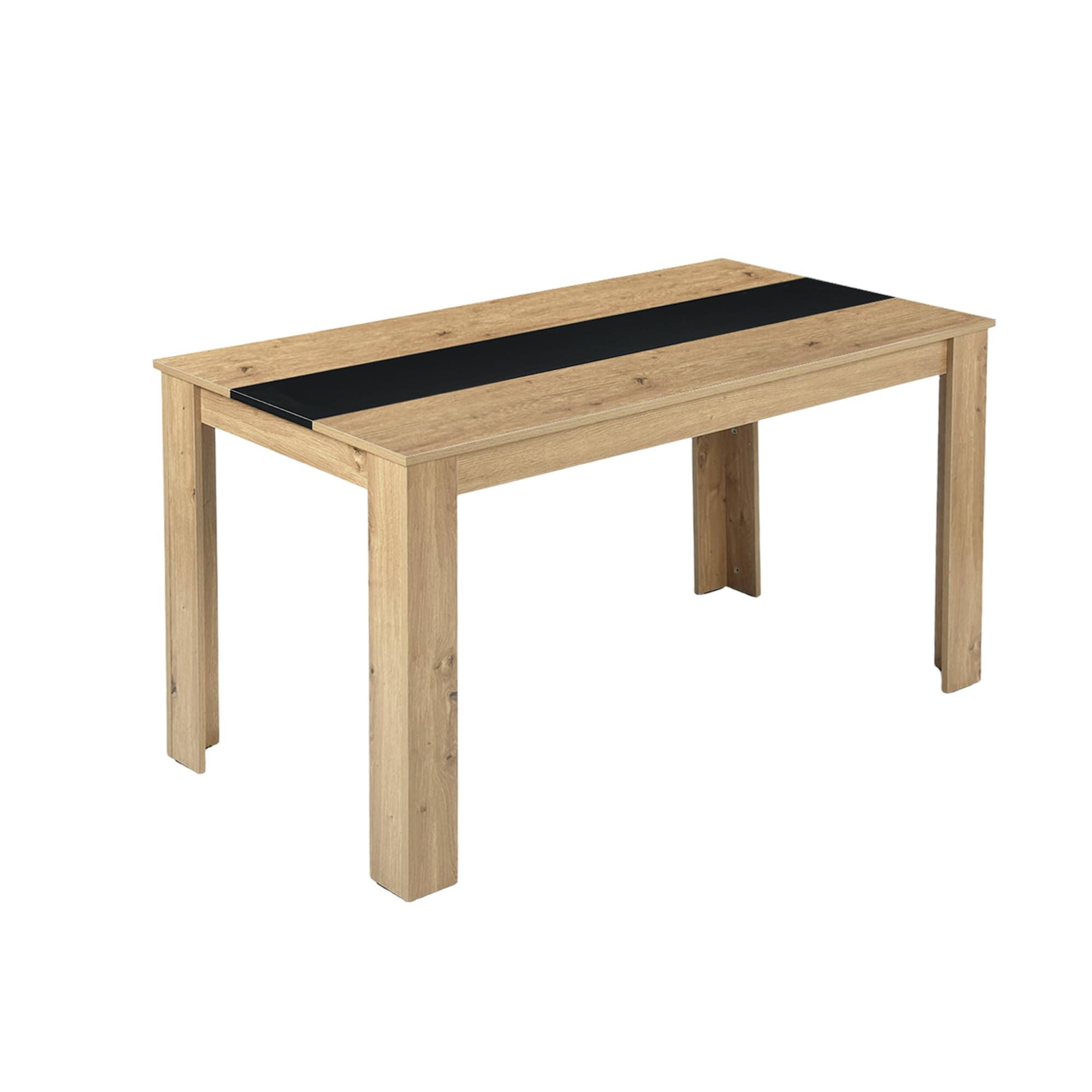 Table de Salle à Manger 140 cm pour 6 Personnes, Table de Cuisine Rectangulaire en Bois pour Salle à Manger Cuisine Restaurant ou Salon, Style Industriel, Chêne et Noir, 140×70×75 cm