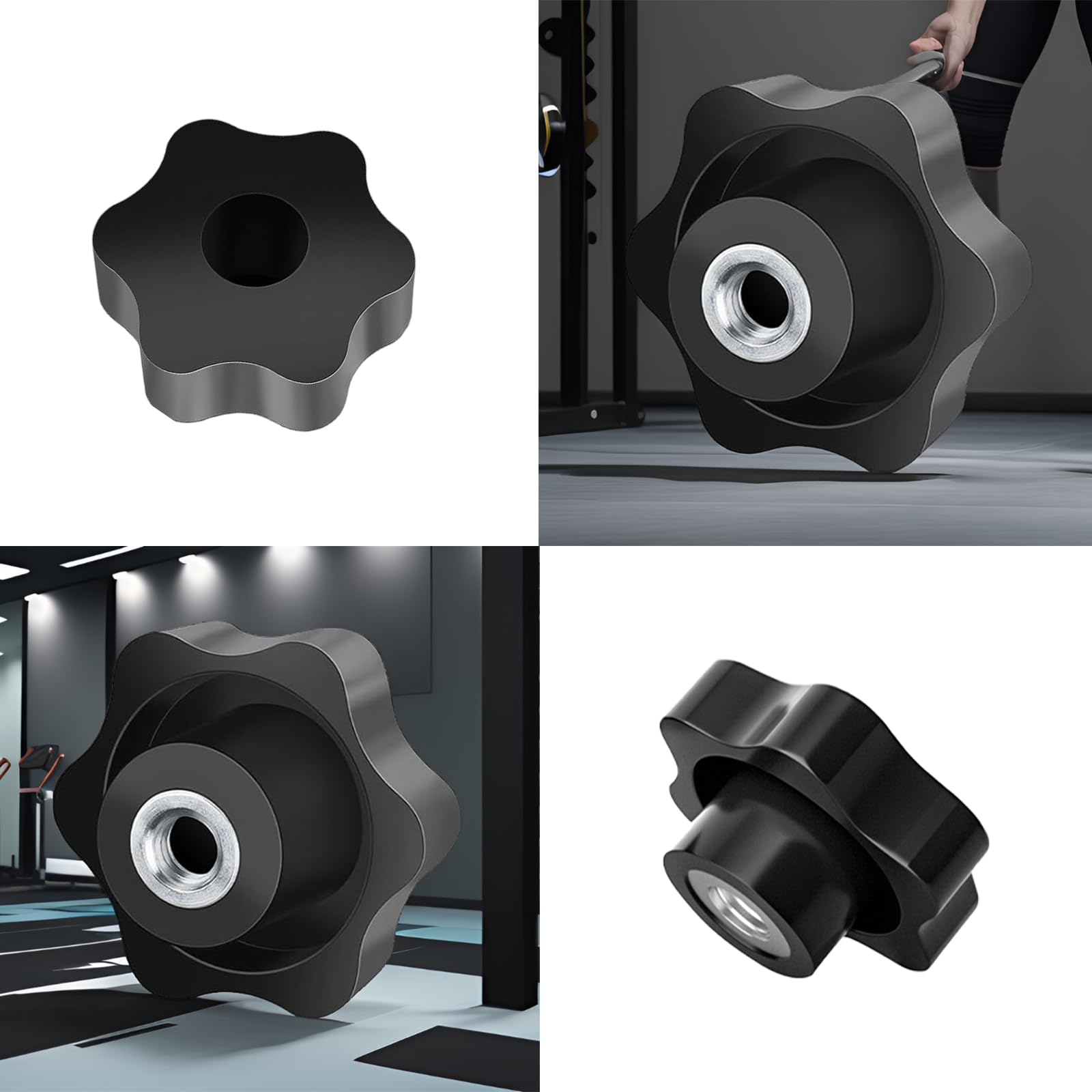 4 Pezzi Dado Maniglia a Stella M8, Vite Zigrinata 50mm, a Presa Zigrinata con Filettatura Femmina per Ingegneria Meccanica