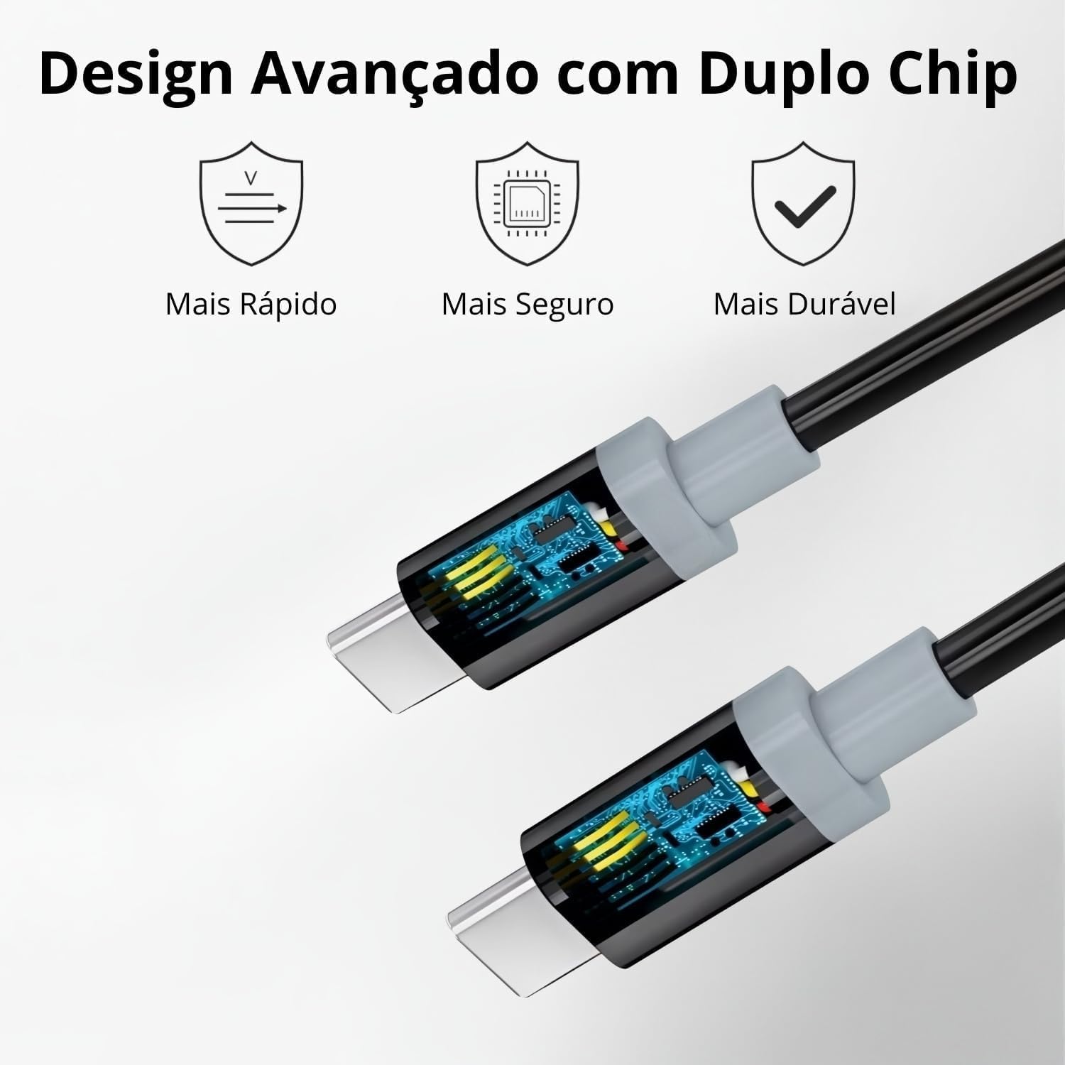 Carregador Turbo 65W com 3 Entradas (2 USB-C Turbo de 65W, 30W e 1 USB-A de 25W) + Cabo USB-C de 1m – Carregamento Rápido, Compatível com iOS, Android, Tablets e Todos os Dispositivos com USB Tipo-C