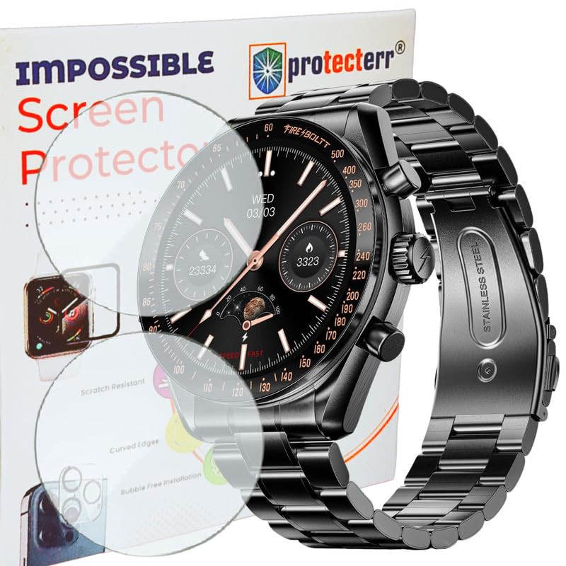 PROTECTERR® 2-Pack Screen Guard for Fire-Boltt Moonwatch 1.43" inch Smartwatch Protector | Flexible, Unbreakable, Bubble-Free Installation | Not Tempered Glass | Edge-to-Edge Coverage (B0DHNQCJYV) Amazon Price History, Amazon Price Tracker
