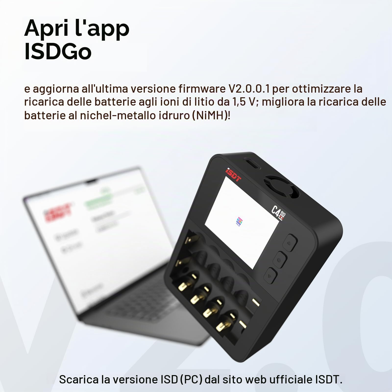 ISDT C4EVO Caricabatterie Universale 6 Slot, Caricatore per Batterie Ricaricabili per Batterie AA/AAA NiMH NI-Cd agli Ioni di Litio, LiHv LiFePO4 18650 Tipo C Display IPS Prevenzione Antincendio