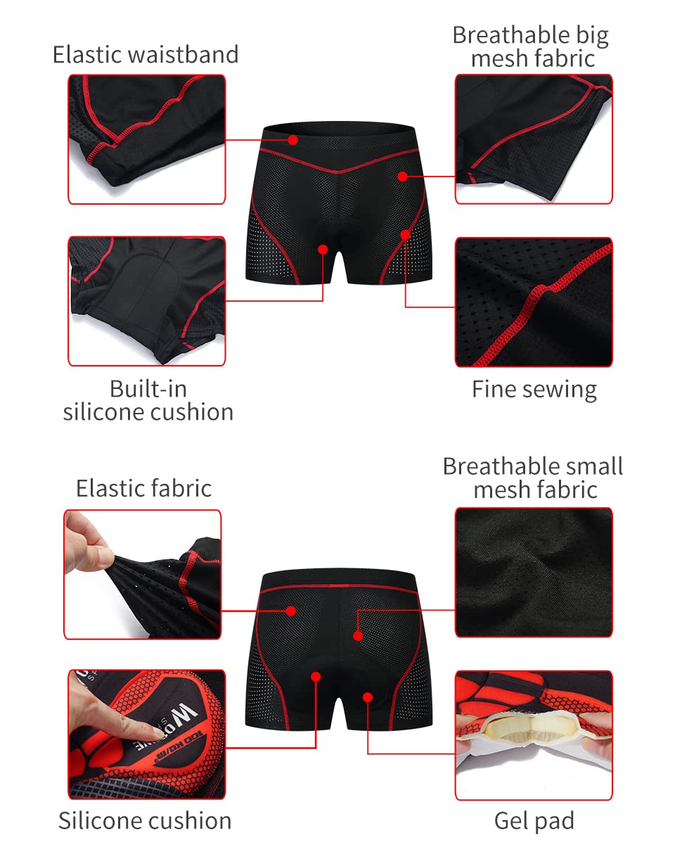 WOSAWE Męskie spodnie rowerowe, oddychające, szybkoschnące, do jazdy na rowerze górskim, krótkie spodnie do biegania, wyścigów, fitnessu, wędrówek, na kemping