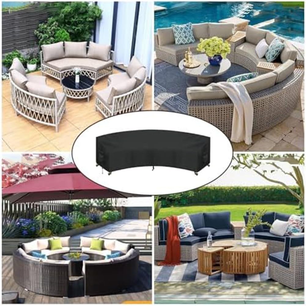 Gartensofa Abdeckung Wasserdicht 420D Oxford für Ecksofa Curved – & Winddicht Schutzhülle Gartenmöbel Winterfest 228x116x86cm(190 * 38 * 36 inches)