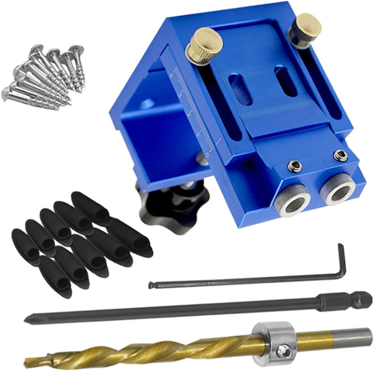 Homoyoyo Woodworking Tools Set 15° Pocket Hole Aluminum Alloy Construction Lightweight Strong Easy to Clamp for Efficient Drilling Random