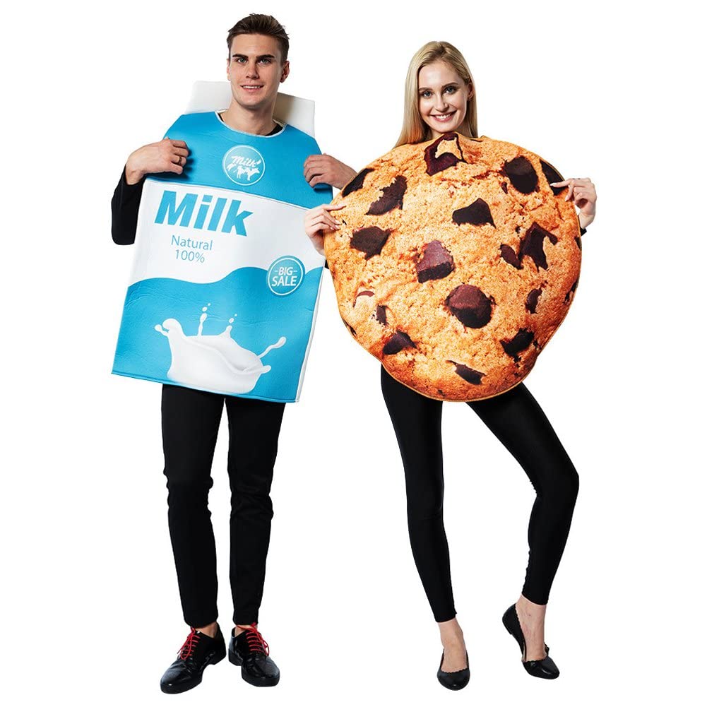 Costumes de cosplay d'Halloween en forme de biscuit mignon et lait pour adultes
