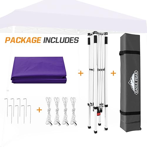 Vista 314 de EAGLE PEAK Tienda de campaña desplegable de pierna inclinada de 8 x 8 pulgadas, fácil instalación para una persona, toldo de playa al aire libre