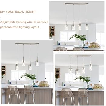WINSHEN 4-Lights Pendant Light Fixtures, Modern Brushed