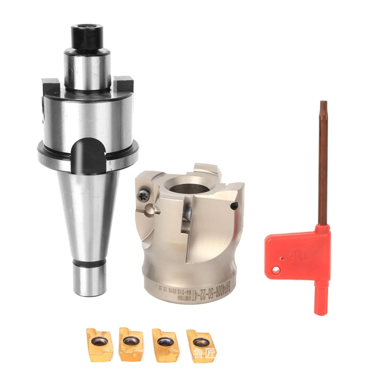 Kongmm A Lathe Tools Milling Cutter Bar Mtb3-Fmb22-M12 + 400R-50-22-4T Cutter Disc + 10Pcs Pmt1604 Cutter(Nt30-Fmb22+50-22-4T)