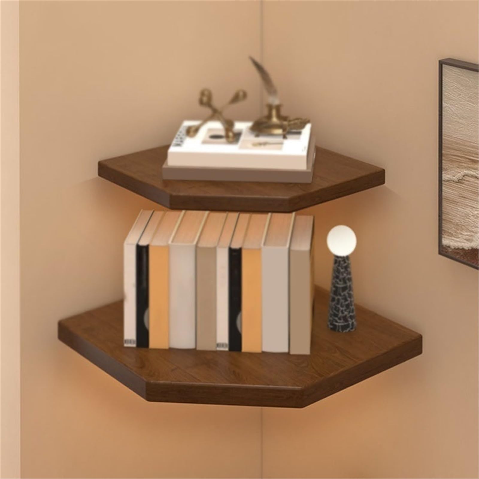 Estante Flotante Estantes flotantes poligonales for estantería Triangular de Pared Decoración(Blanco,Pequeño)