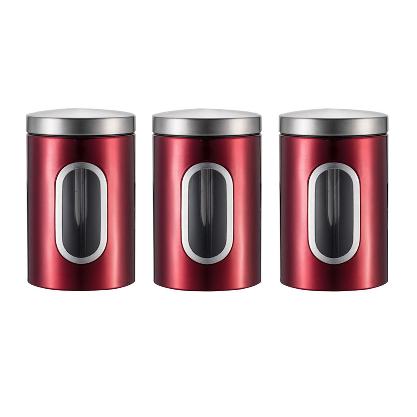 3-teiliges, elegantes, luftdichtes, transparentes Fenster Set für Kaffee und Zuckerdosen aus Edelstahl, für die Organisation von Vorratsdosen mit transparentem Fenster
