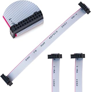 2.54mm Flat Ribbon IDC Cable Female to Female, Flat Ribbon Cable Connector 10P FC 10-Pin 30cm Length 3Pcs (TC-30cm-FF10P-3)