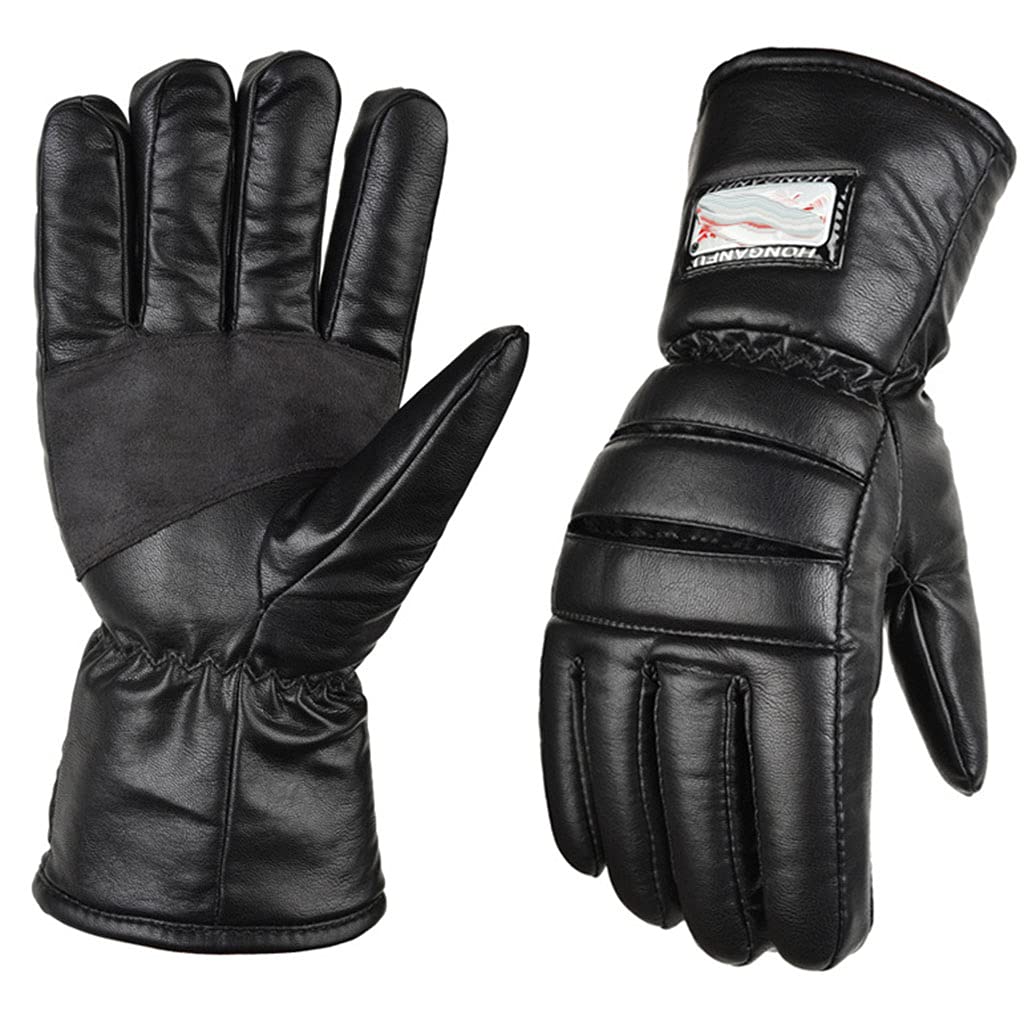 CHEWYNP Guantes de Cuero para Motocicleta, Impermeables y Resistentes al Viento, para Montar en Bicicleta, para Invierno, Ciclismo, Caza, Pesca, esquí, Nieve, Guantes aislantes, Calentador