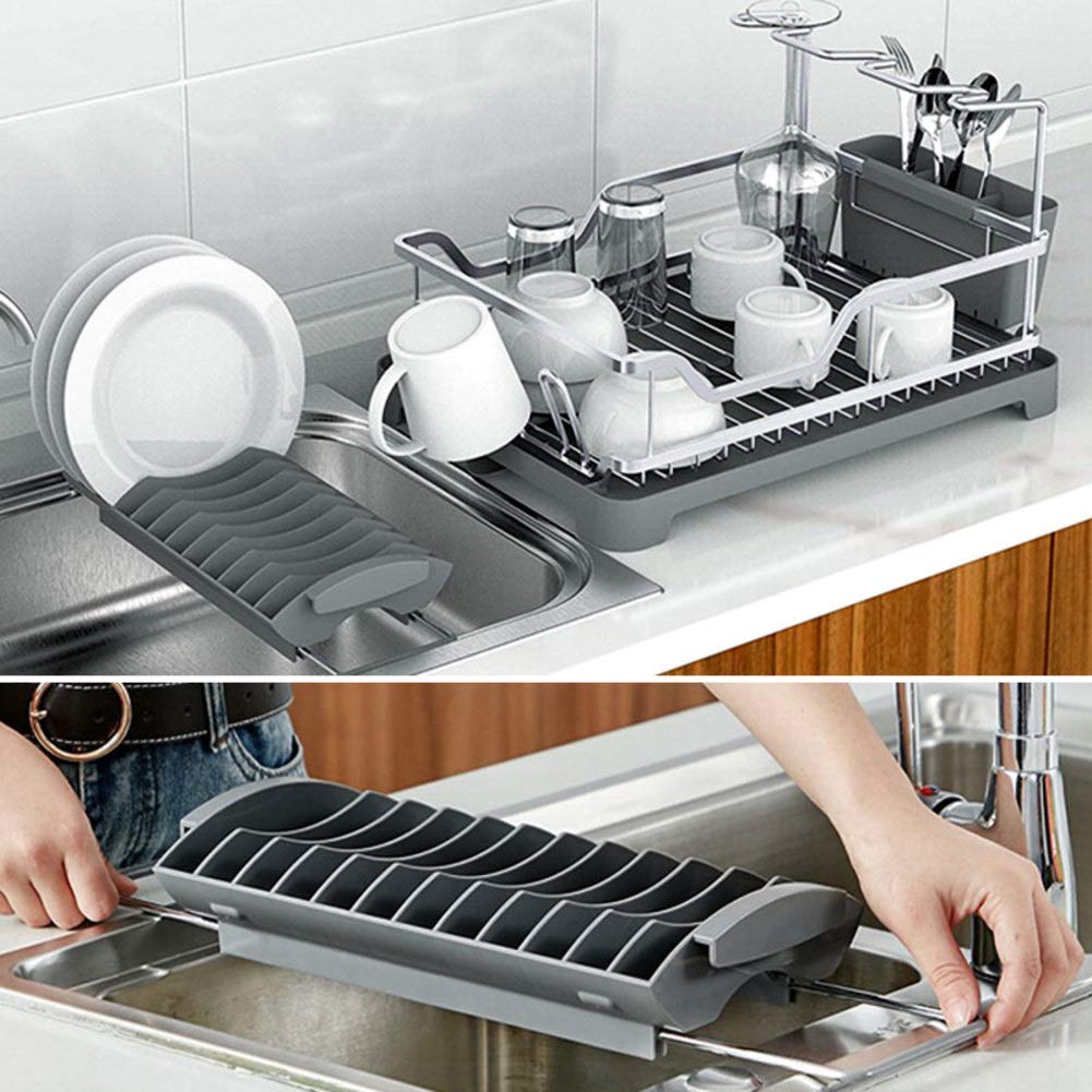 Pequeño Escurreplatos,antioxidante De Aluminio Escurreplatos con Bandeja De Goteo,Robusto Estante Drainer para El Organizador De Suministros De Cocina A