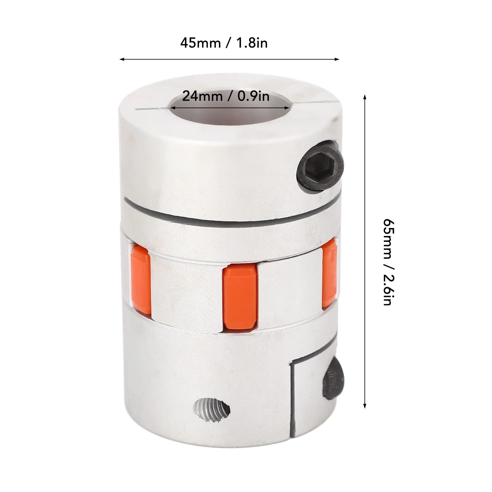 D45L65 Giunto per Albero in Lega di Alluminio Connettore Accoppiatore per Albero Motore con Diametro Interno di 24 Mm