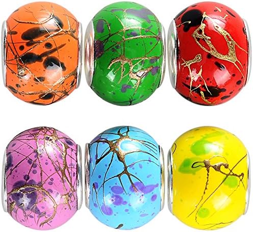 RUBYCA 50 Pcs Bulk Abstract Murano Glass Beads Fit European Charm Bracelet for DIY Jewelry Making