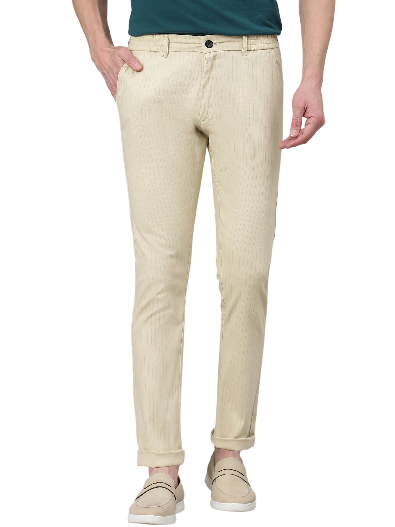 avanova Men's Solid Linen Cream Trousers Light Business Style Slightly Stretch Straight Leg Pants for Outdoor Casual Daily Trouser II Men's Regular Casual Pants Trouser (M Pant 163)-picture-54