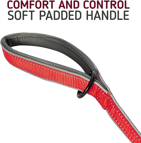 Miniatura 6 de Leashboss - Collar Martingale reflectante y correa de 6 pies con asa acolchada cuello pequeño de 12 a 15 pulgadas color rojo