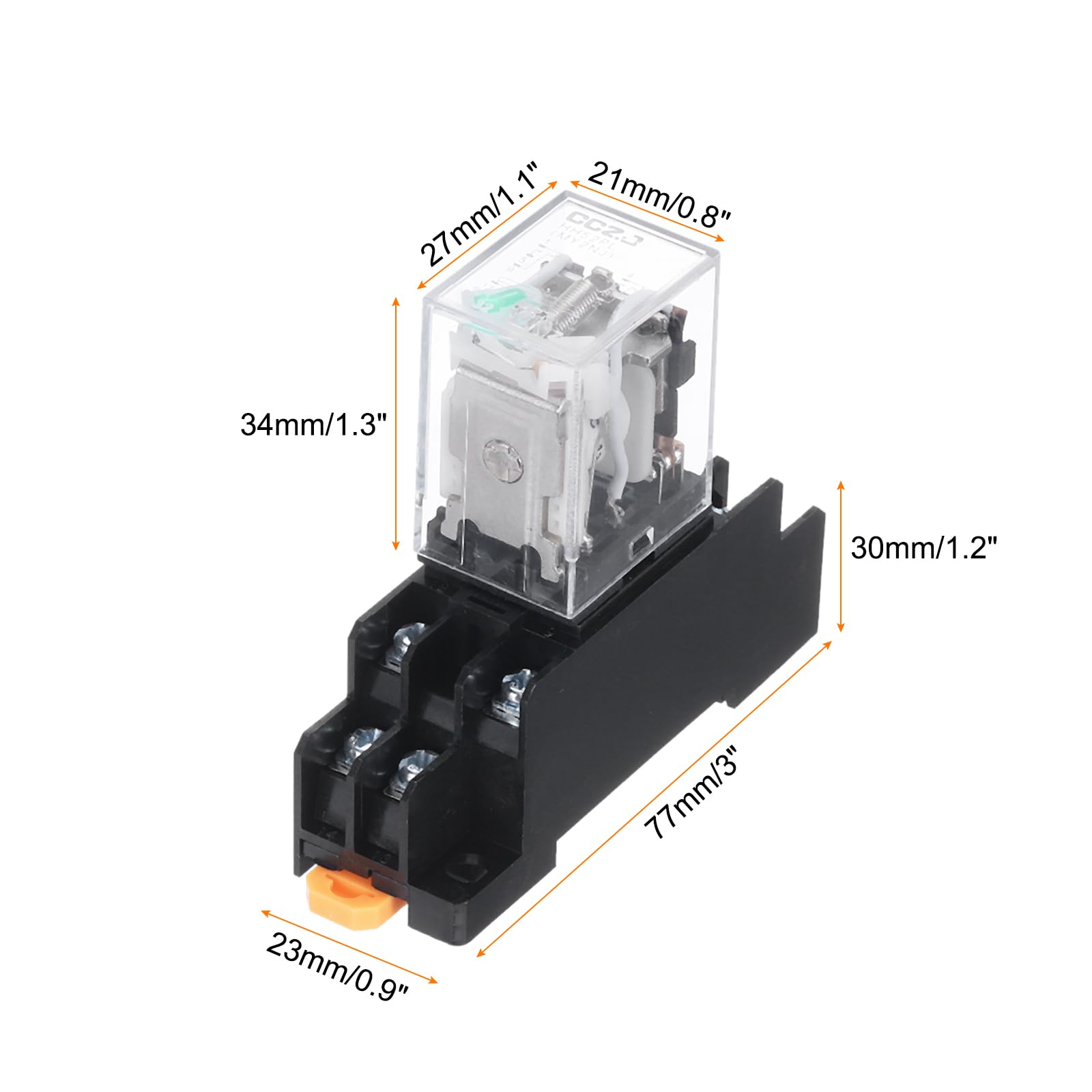 Relè Elettromagnetico AC220V 8Pin DPDT - 2NO + 2NC, Con Base E LED