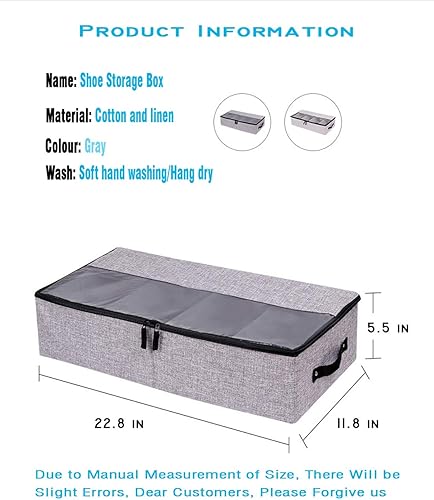 Miniatura 3 de AARAINBOW Paquete de 2 organizadores plegables para zapatos debajo de la cama con tapas, contenedor de almacenamiento de ropa debajo de la cama con