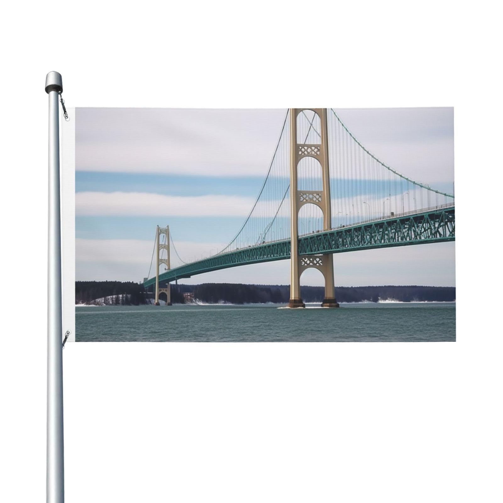 Mackinac Suspension Bridge Flags for Outside 3x5 Ft Double Sided Print Garden Flag Outdoor Flags Holiday Flag Banner with Grommets House Yard Flag for