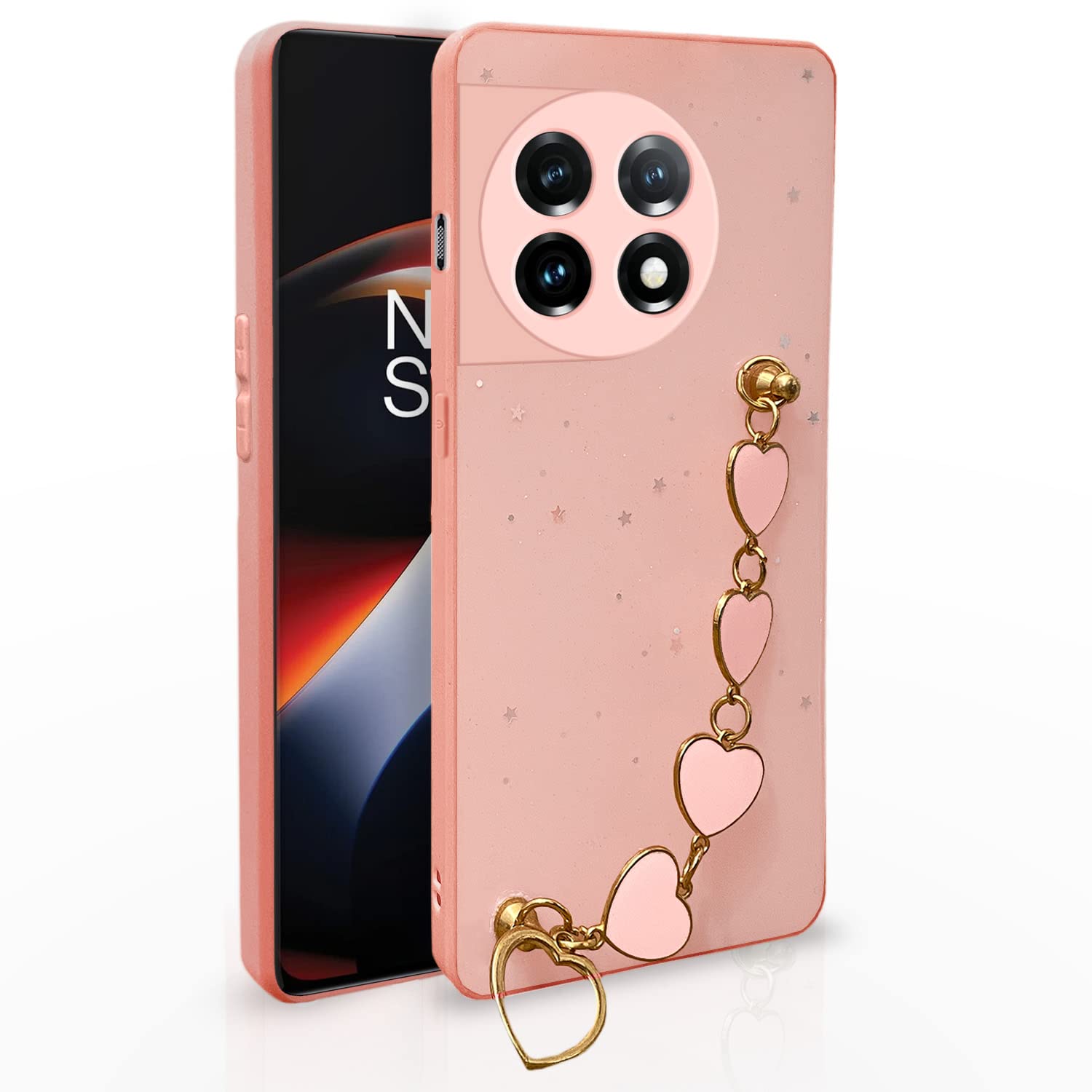 Pikkme OnePlus 11R Back Cover for Girls | Heart Shaped Metal Chain Blocks | Sparkling Soft TPU | Case for OnePlus 11R (Pink) (B0C2VY3JLF) Amazon Price History, Amazon Price Tracker