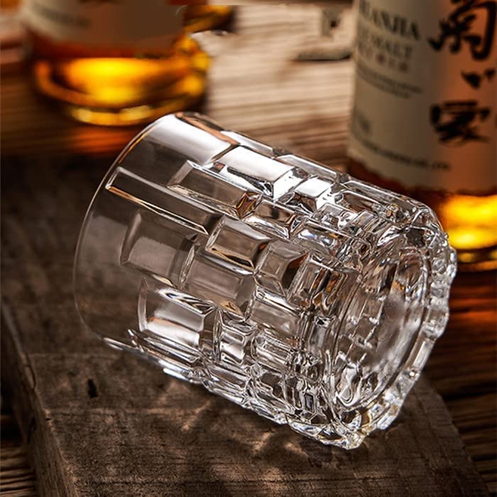 Image of WQR Premium Stylish Old Fashion Rocks Tumblers Lead-Free Whiskey Glasses 300 ml for Scotch Bourbon Cognac Brandy Cocktail Whiskey Transparent Set of 4 (4, VB:)
