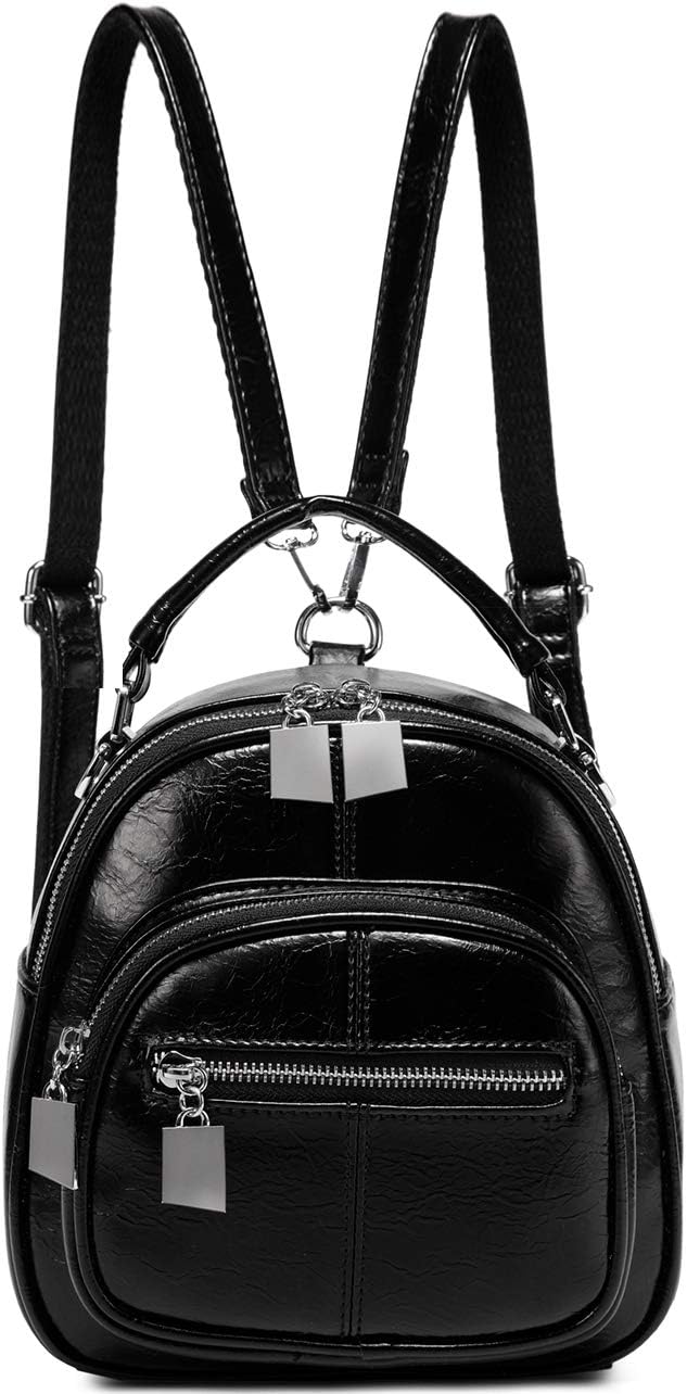 VASCHY Mini Backpack, 2 Ways to Carry PU Leather Small Backpack Purse for Women and