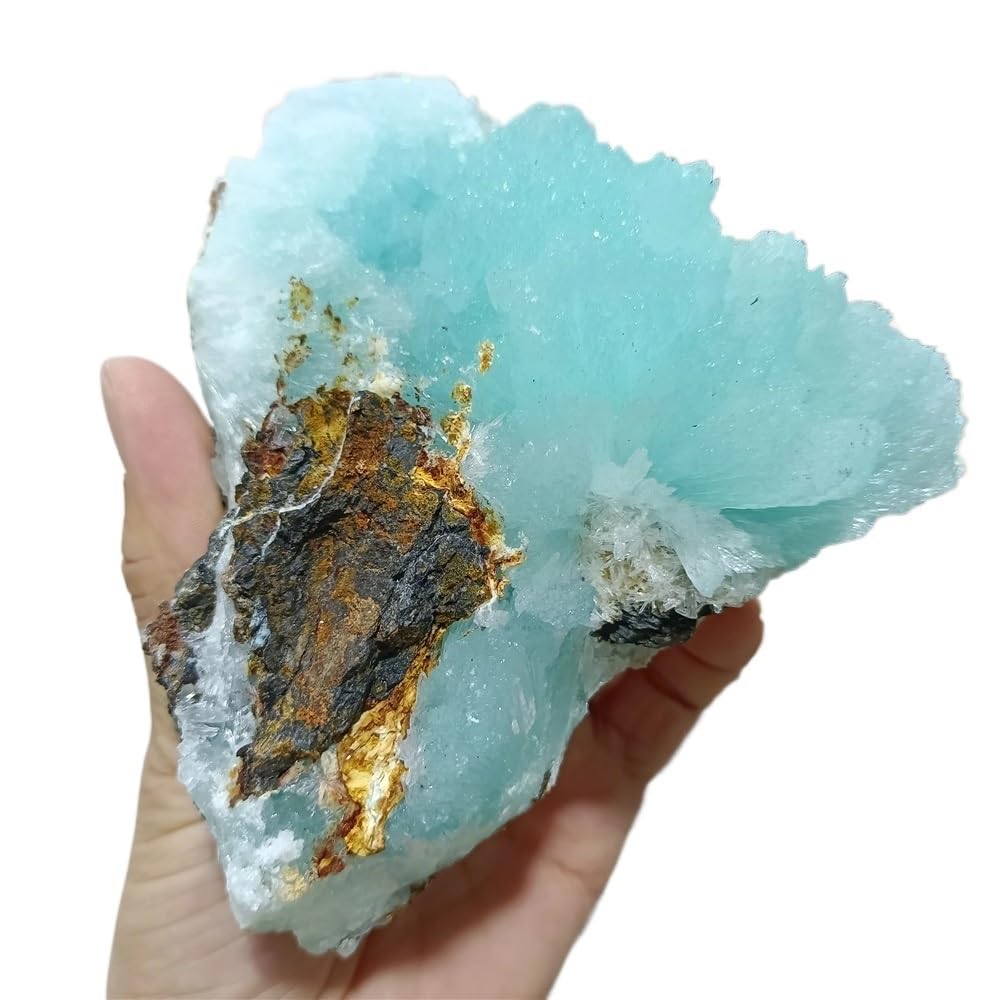 MDBJTCYZN Stone Blue Aragonite Crystal Cluster Sky Geode(Size:510-600g)