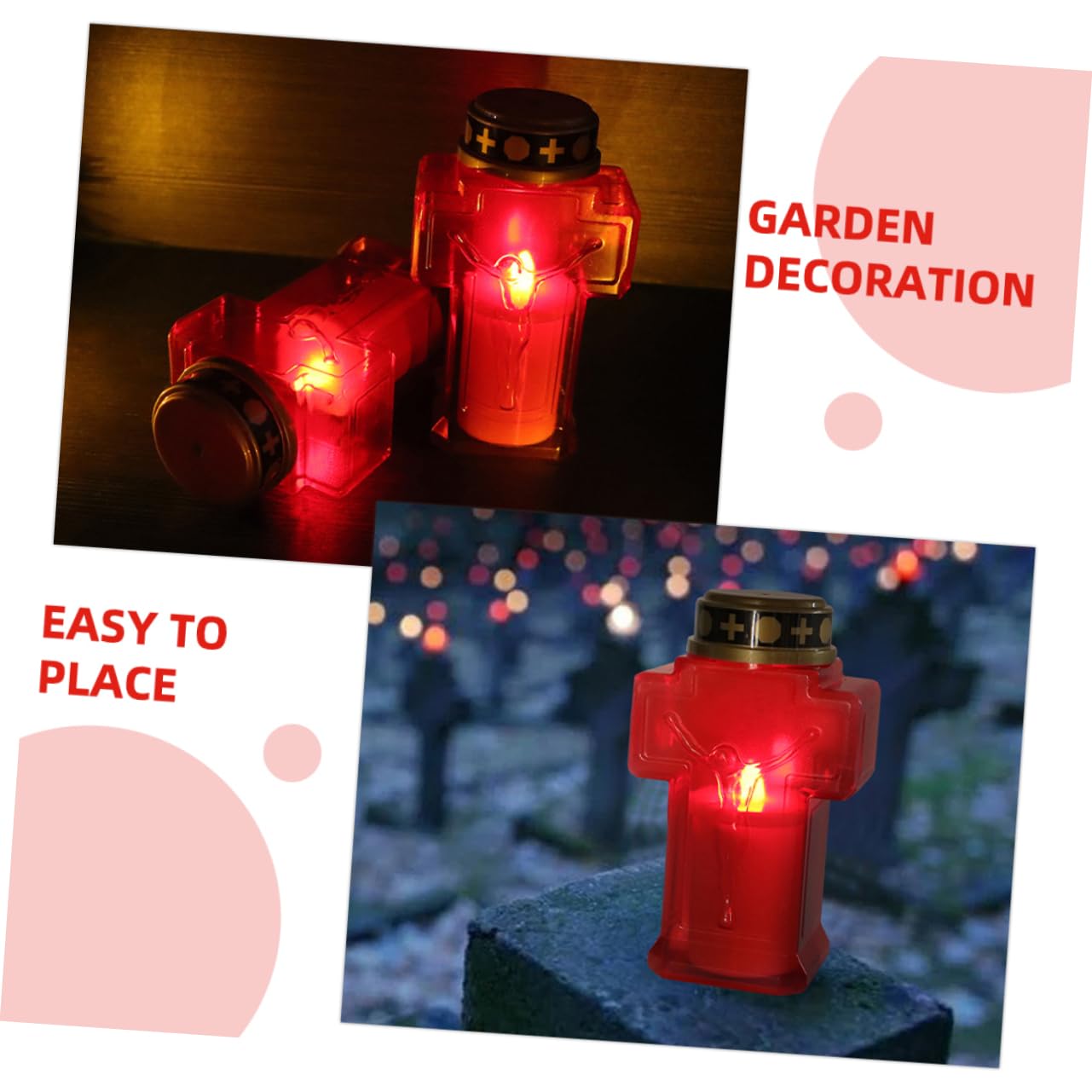Artibetter 6stücke Elektrische Flammenlose Gartenkerzen Mit Jesuskreuz Für Friedhof Und Gedenkstätten Dekorative Led-lichtdekoration Für Garten Und Kirche Batteriefrei Langlebig Für