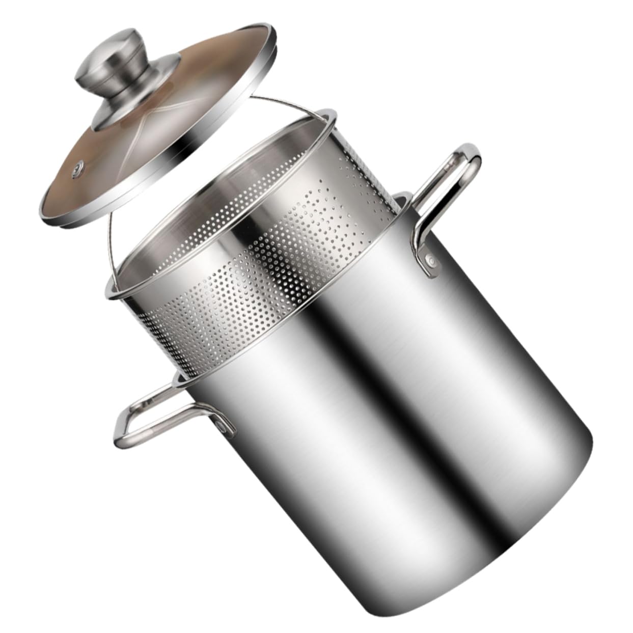 Healifty 1Set Stainless Steel Deep Fryer with Fry Basket Portable Kitchen Frying Pot for Home Cooking Safe Handle Design for Easy Use for Frying Chicken and French Fries