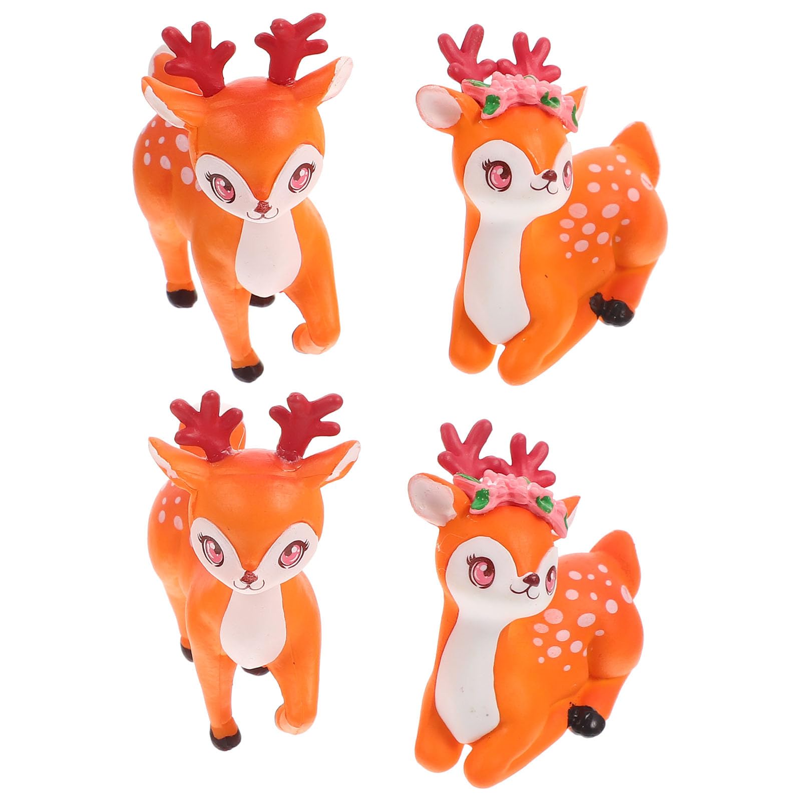 Abaodam 4Pcs Deer Figurines Realistic Reindeer Figurines Forest Animals Figures Reindeer Statues Miniature Wild Animals Creatures Deer Cake Toppers for Christmas Birthday Party