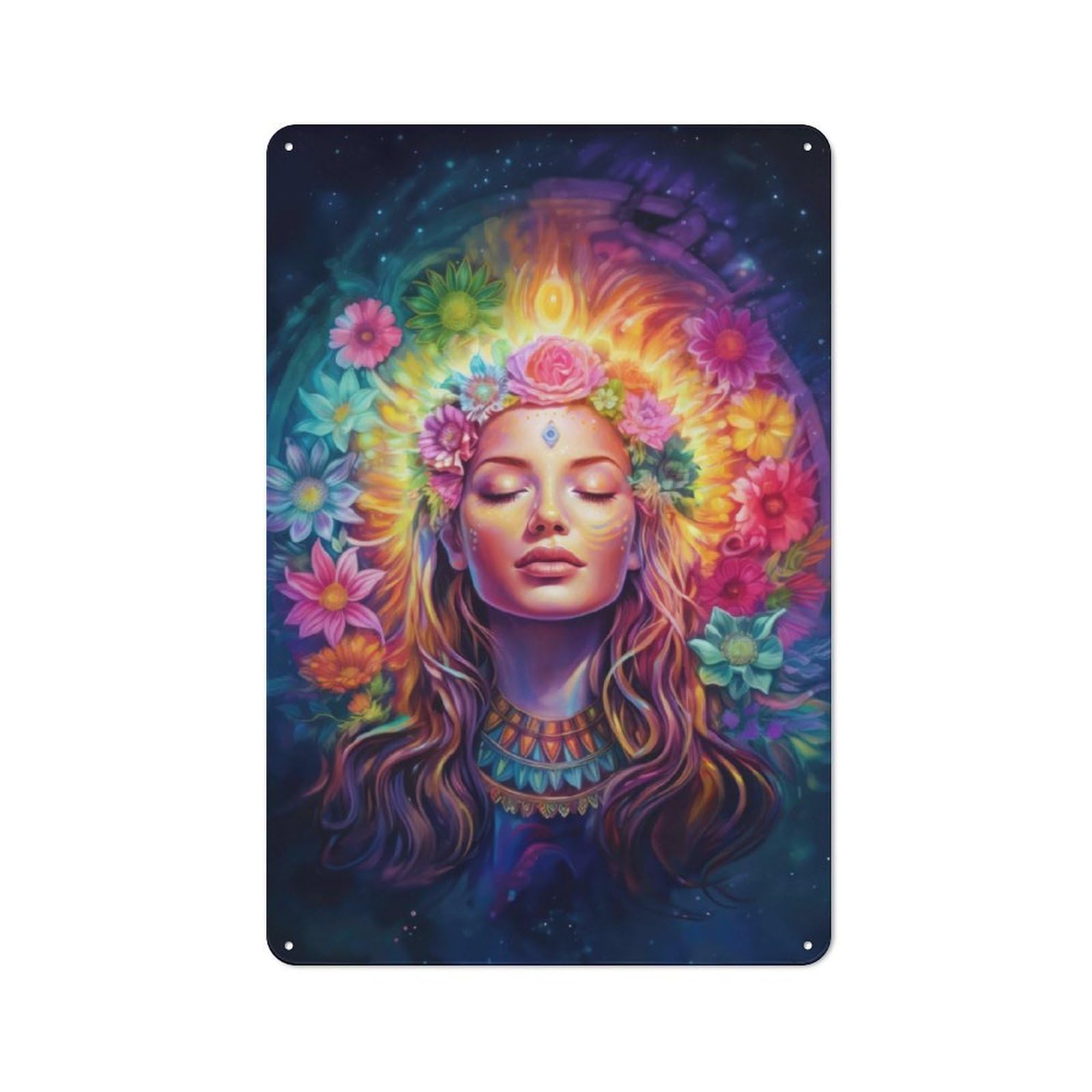 Junmoney Cosmic Bloom Metal Plaque 30X20cm With For Garage Wall, Vintage Decor, For Vintage Wall Decor Fans, For Metal Sign Collectors