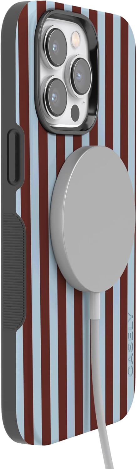 Casely iPhone 14 Pro Max Case | Sunday in Brooklyn | Blue Stripes | Bold Protective Design | Compatible with MagSafe