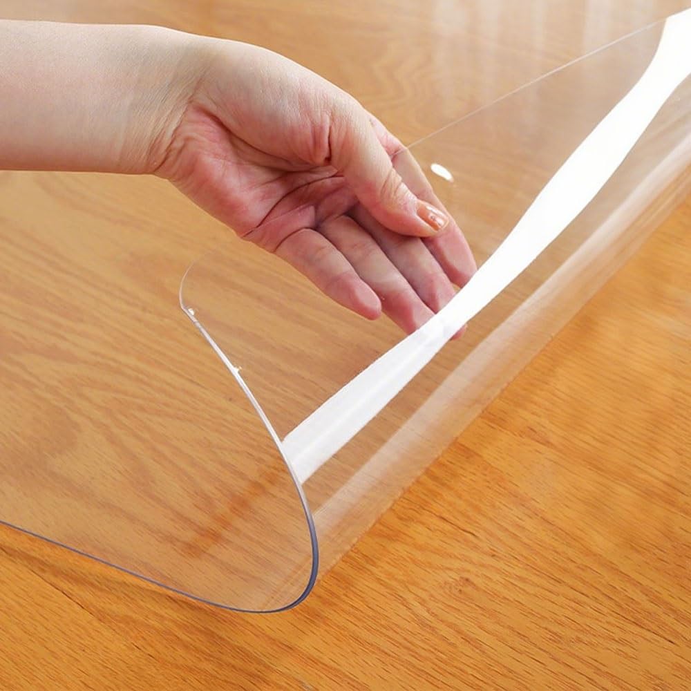 1.5mm Thick Clear Plastic Table Protector Cover Rectangle Clear Desk Mat Dining Table Protectors Pads for Dresser Night Stand Easy Clean(Frosted,50x80 cm)