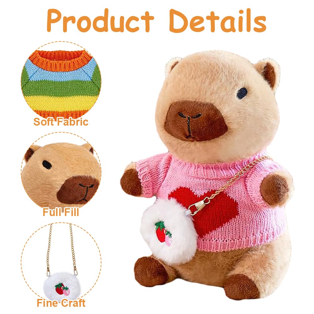 KBIBCK Capybara Plush with 9 PCS Clothes &Accessories, 25cm Capybara Stuffed Animal, Cute CapybaraTeddy - Image 4