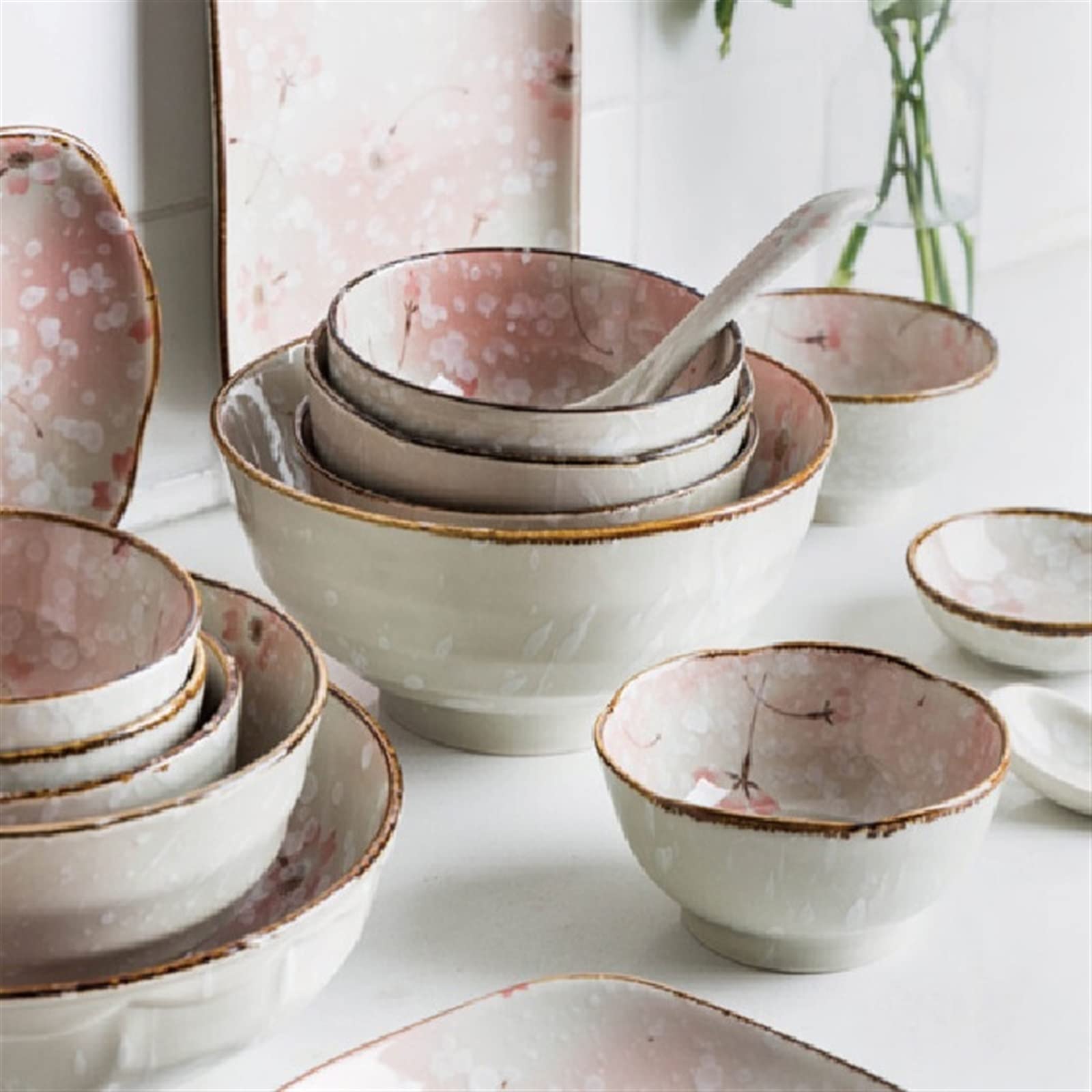 Talerze Obiadowe Xueying Talerz Ceramiczny Naczynia Kuchenne Sushi Sałatka Zupa Z Makaronem Talerz Obiadowy Rodzinny Naczynia Kuchenne Do Serwowania,Green-26.5 * 23CM