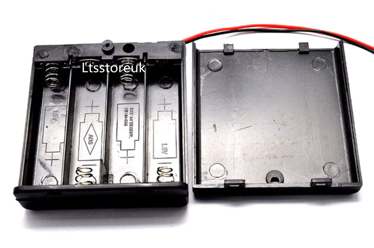 2 Pack 4AA Battery Box Holder With On/Off Switch - 6V Battery Case With Wire Leads